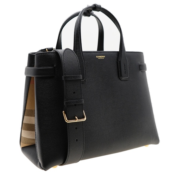 Burberry Handbags - Burberry Banner Shoulder Bag Tote Black Leather New